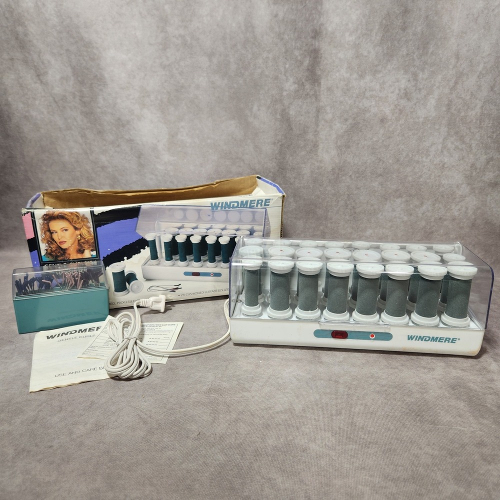Vintage Windmere Gentle Curls 24 Hairsetter Hot Roller Set FS-242R w/Box & Clips